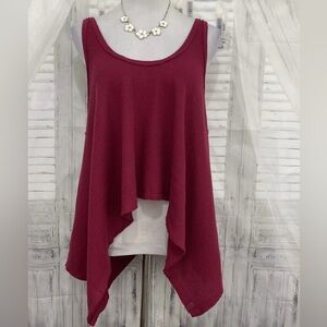 Free People WE THE FREE Knit Top Size M Tank SING LA LA’ Gone Gogi Red